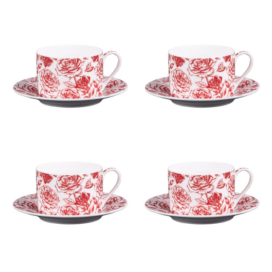 Coffret de 4 tasses à thé avec sous tasses et cuillères 18 cl Louise - Beautiful Moment the shop