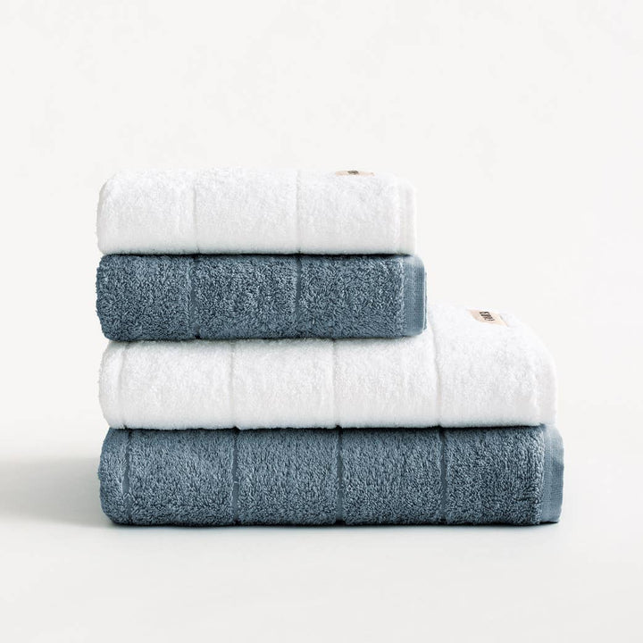 Lot de 4 serviettes de bain en éponge 100 % coton bicolore 600 g