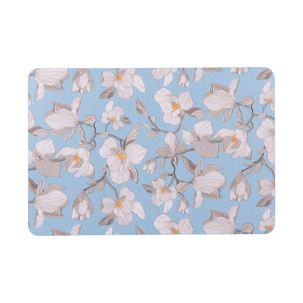 Set de table magnolias rectangulaire bleu 44.5x33 cm