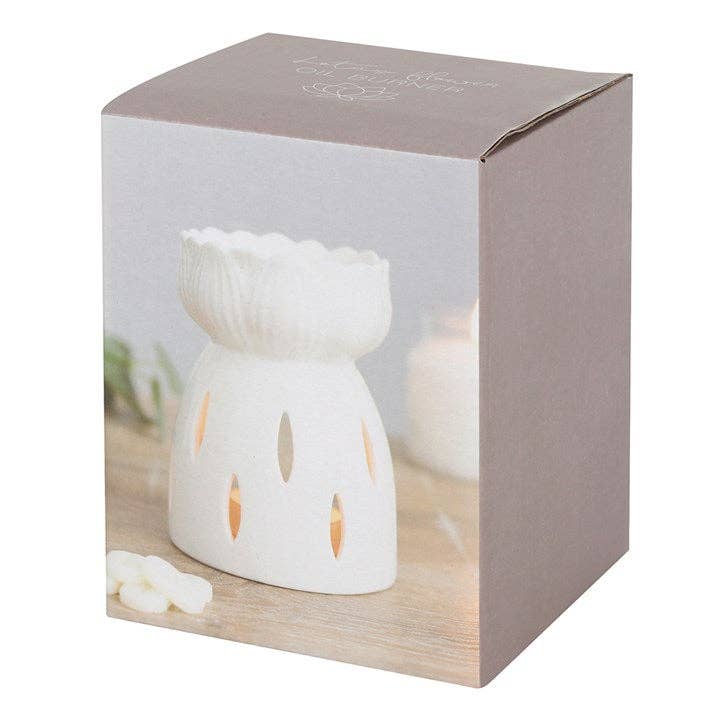 Brûle-parfum fleur de lotus blanc brillant