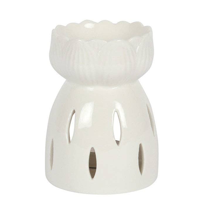 Brûle-parfum fleur de lotus blanc brillant