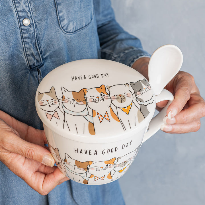 Bol à soupe Le Chat avec couvercle et cuillère 75 cl