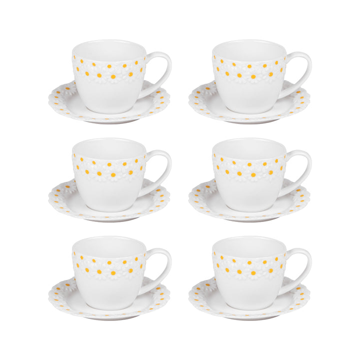Coffret de 6 tasses à café avec sous tasses Marguerite 10 cl