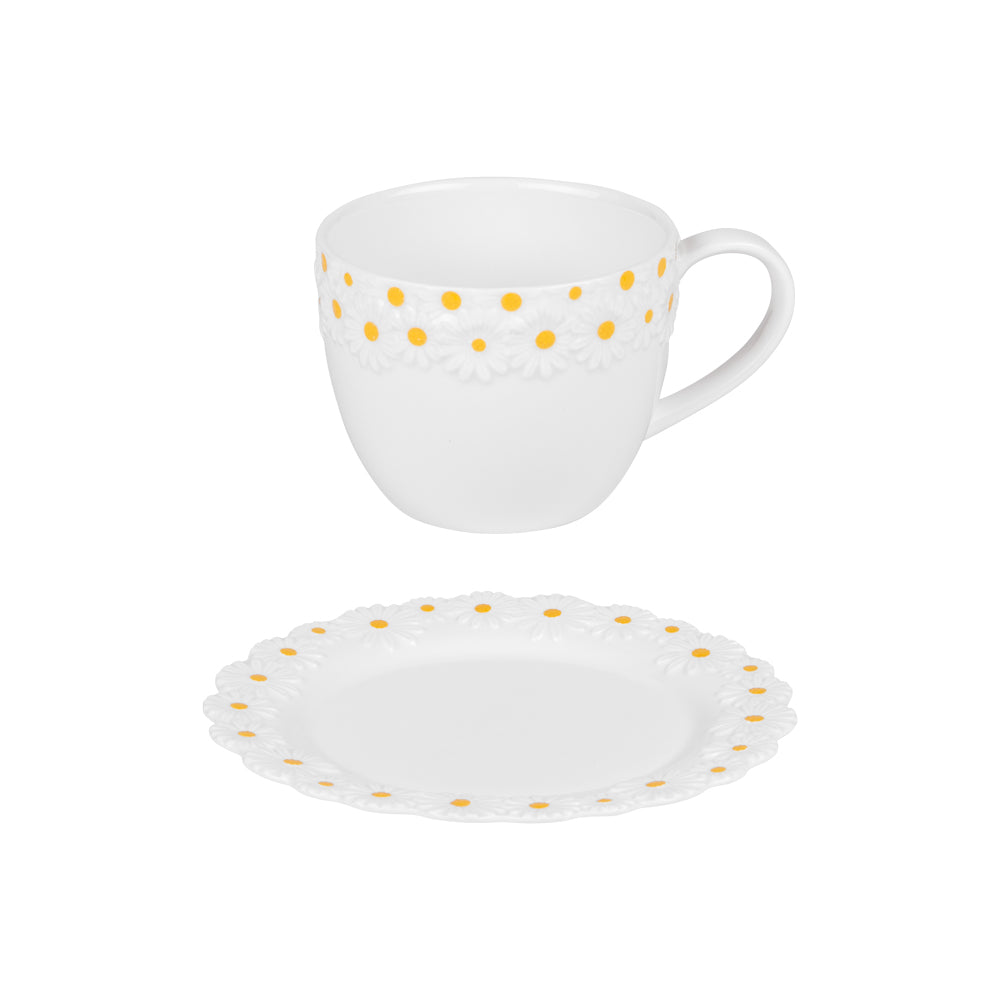Coffret de 6 tasses à café avec sous tasses Marguerite 10 cl