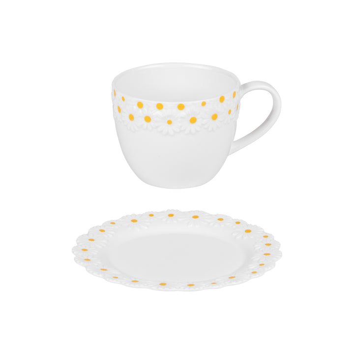 Coffret de 6 tasses à café avec sous tasses Marguerite 10 cl