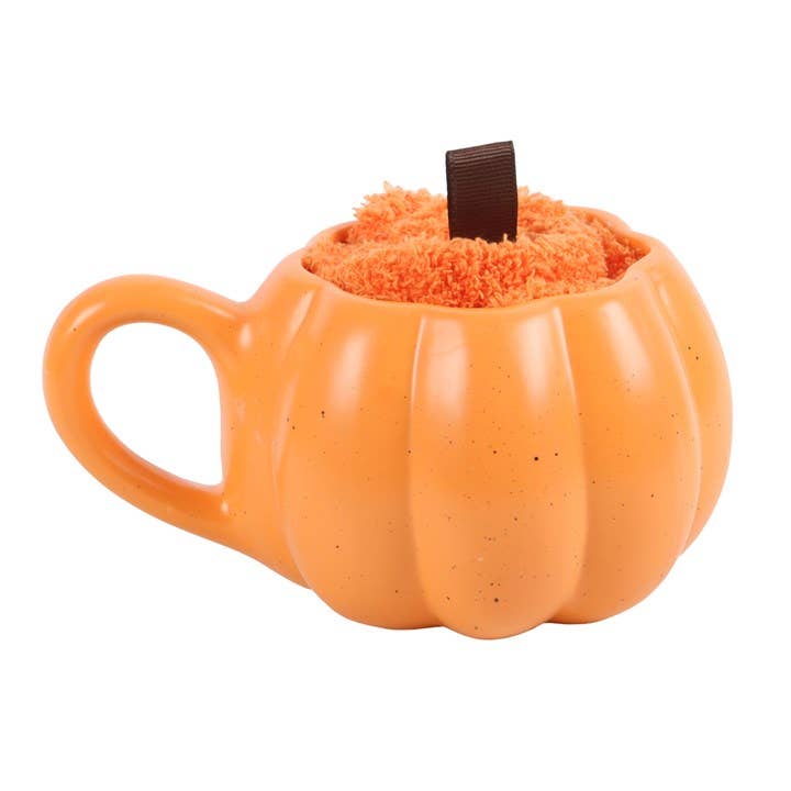 Ensemble mug en forme de citrouille et chaussettes d&