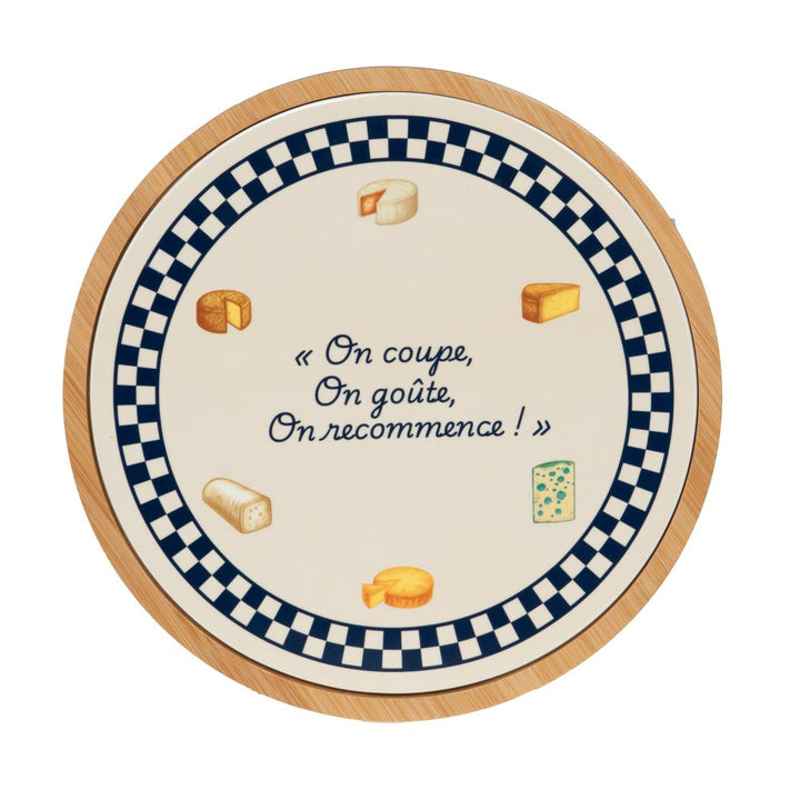 Plateau rond Fromage 27 cm bleu