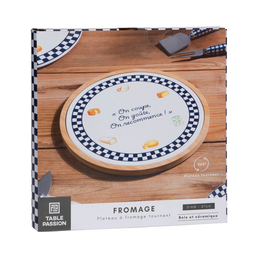 Plateau rond Fromage 27 cm bleu