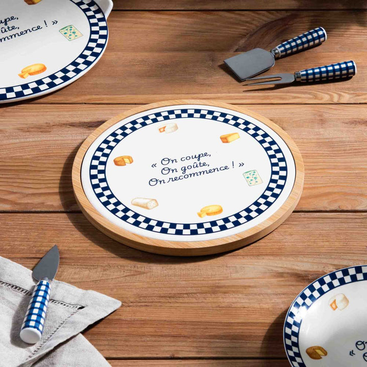 Plateau rond Fromage 27 cm bleu