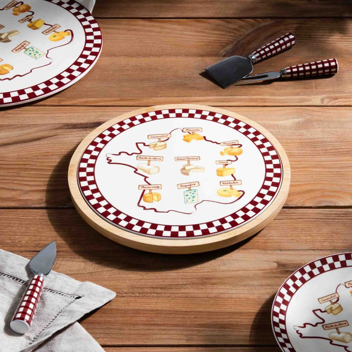Plateau rond Fromage 27 cm rouge