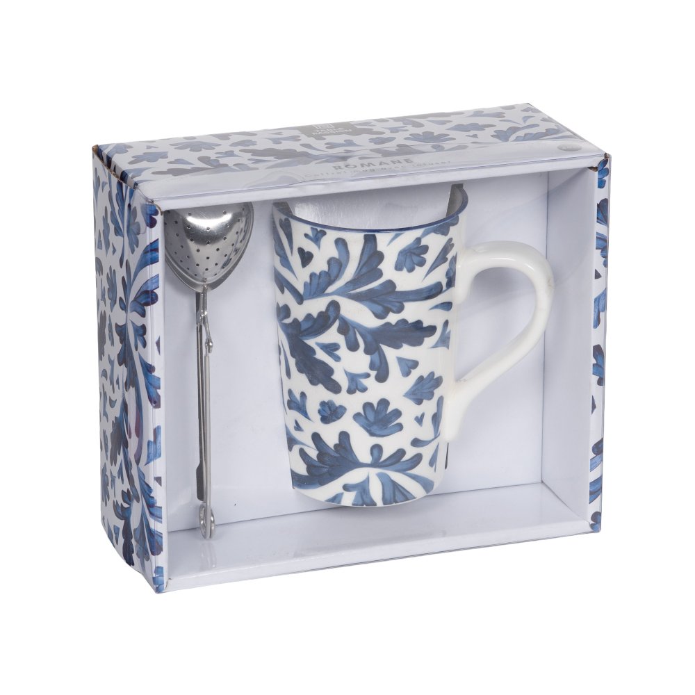 Coffret thé avec infuseur Romane 40cl bleu