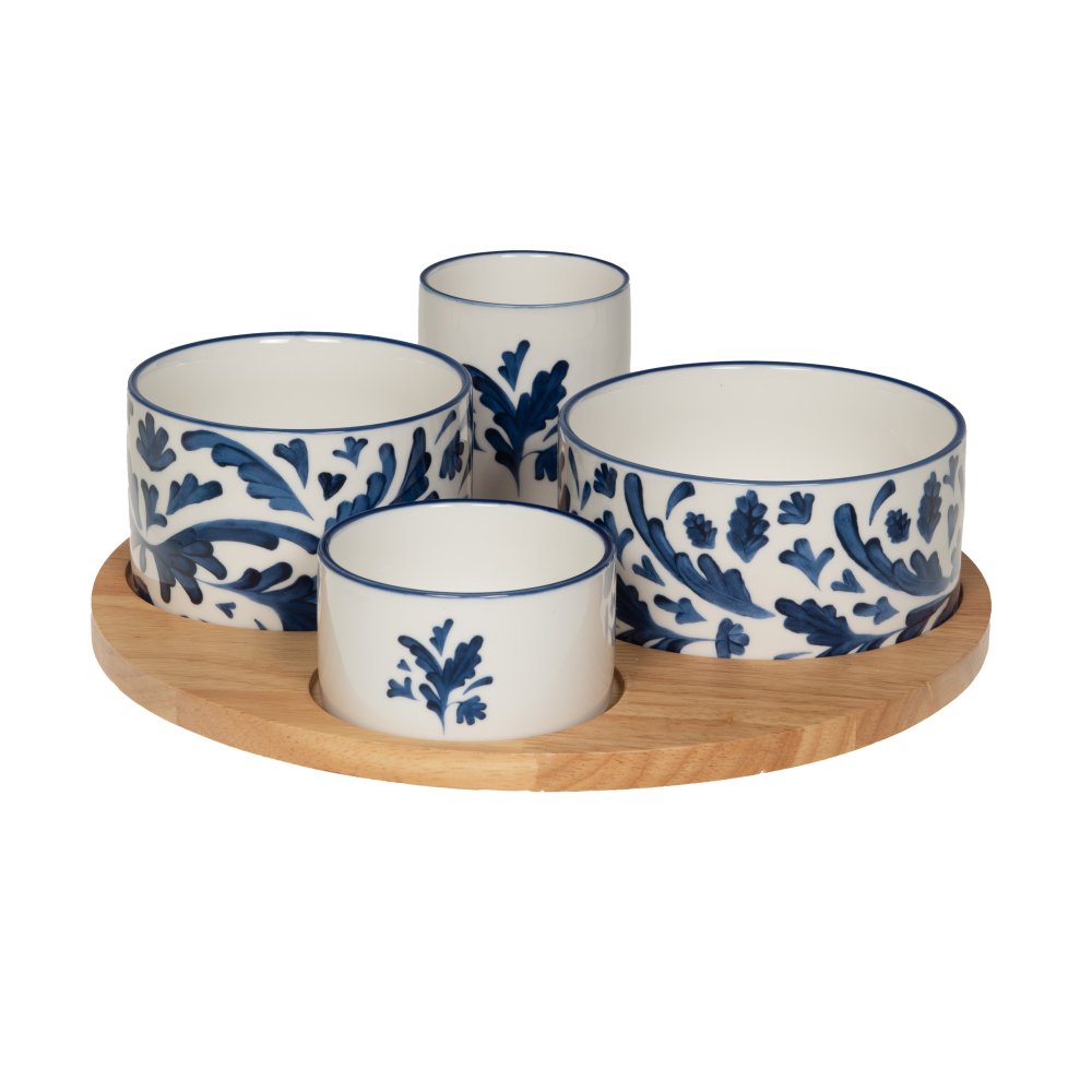 Service apéritif de 4 pièces Romane 28.5 bleu