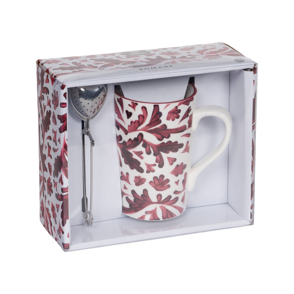 Coffret thé avec infuseur Romane 40cl rouge