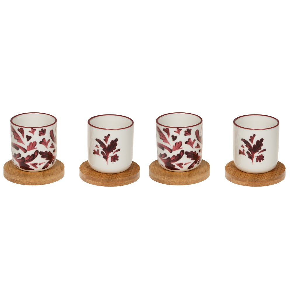 Coffret de 4 tasses avec sous tasses Romane 10 cl rouge