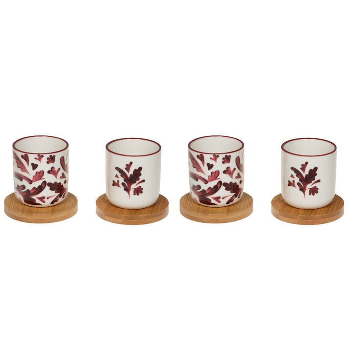 Coffret de 4 tasses avec sous tasses Romane 10 cl rouge