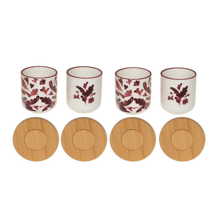 Coffret de 4 tasses avec sous tasses Romane 10 cl rouge