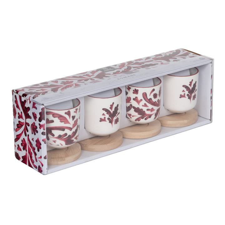 Coffret de 4 tasses avec sous tasses Romane 10 cl rouge