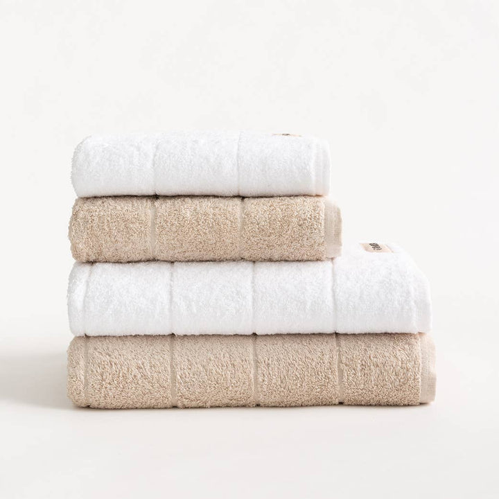 Lot de 4 serviettes de bain en éponge 100 % coton bicolore 600 g