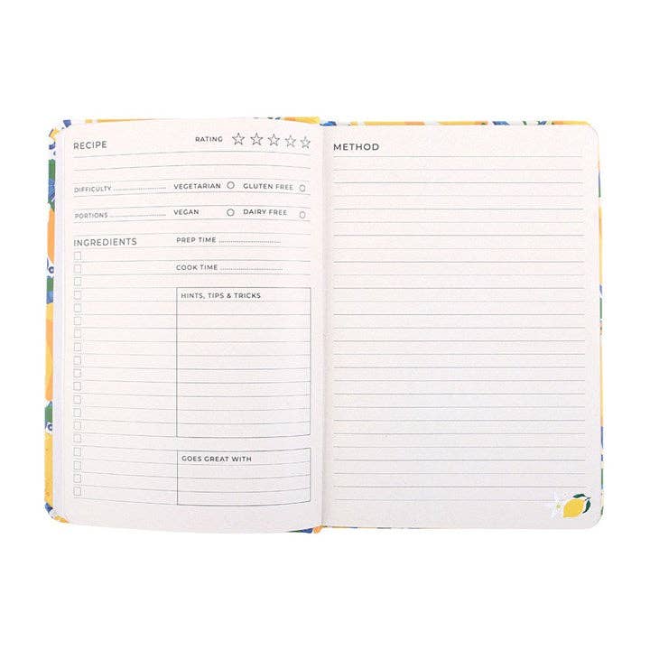 Carnet de recettes A5 motif citrons italiens