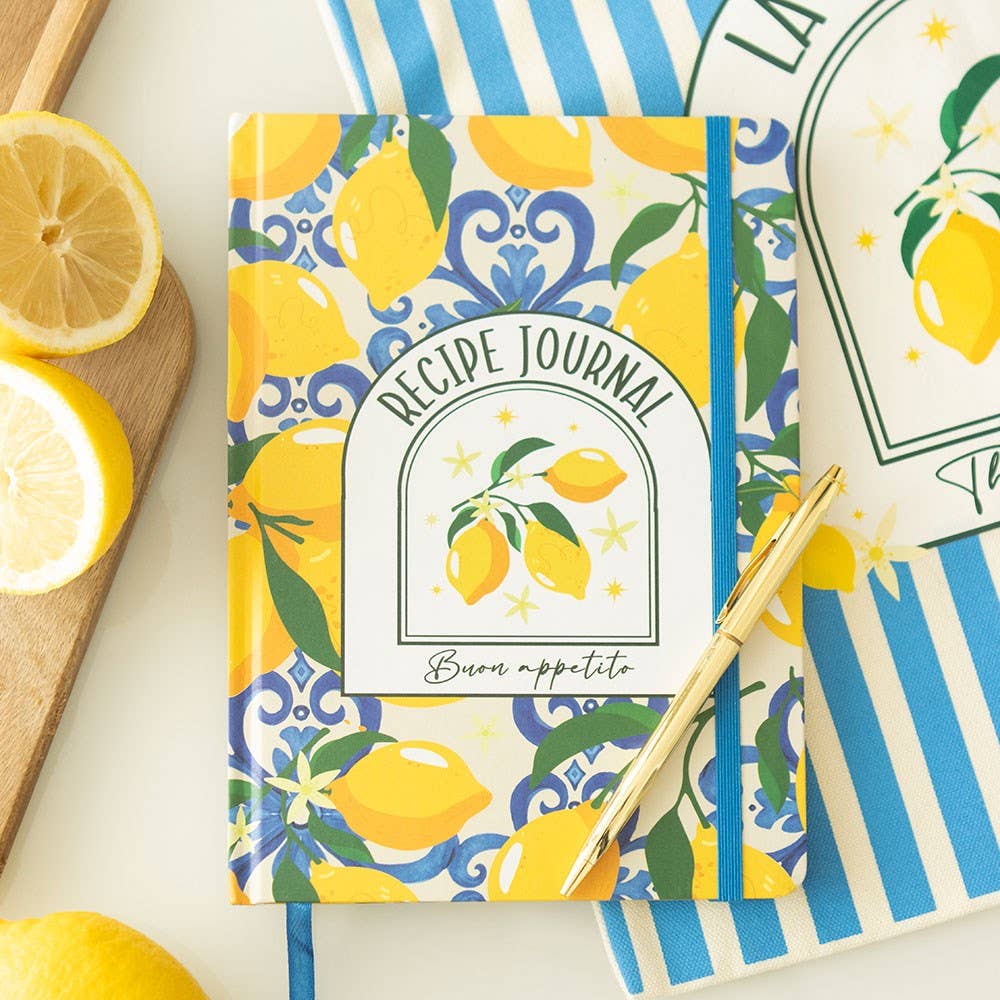 Carnet de recettes A5 motif citrons italiens