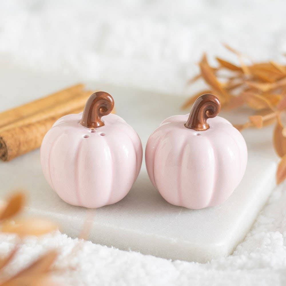 Salières et poivrières citrouille rose bouclée d&
