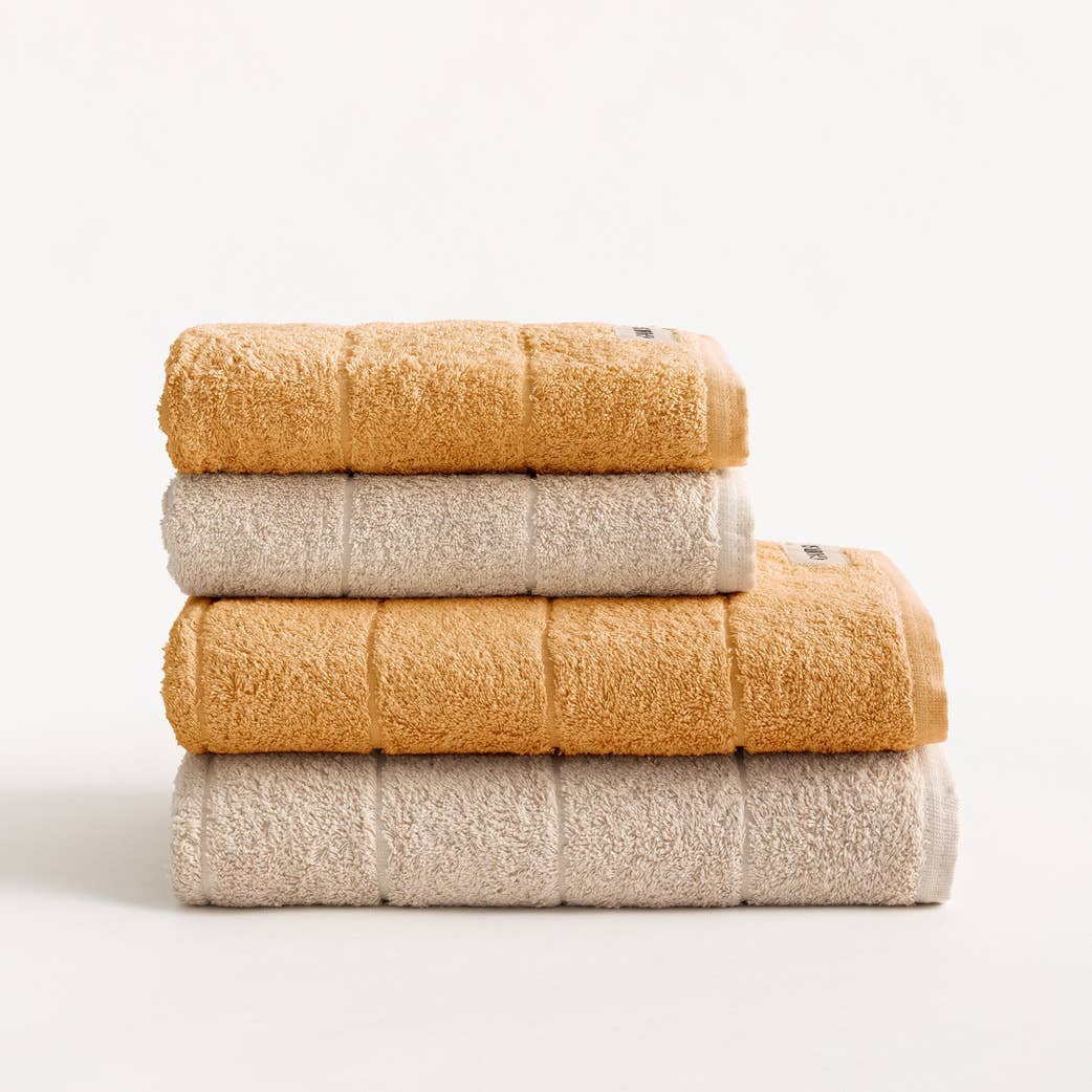 Lot de 4 serviettes de bain en éponge 100 % coton bicolore 600 g