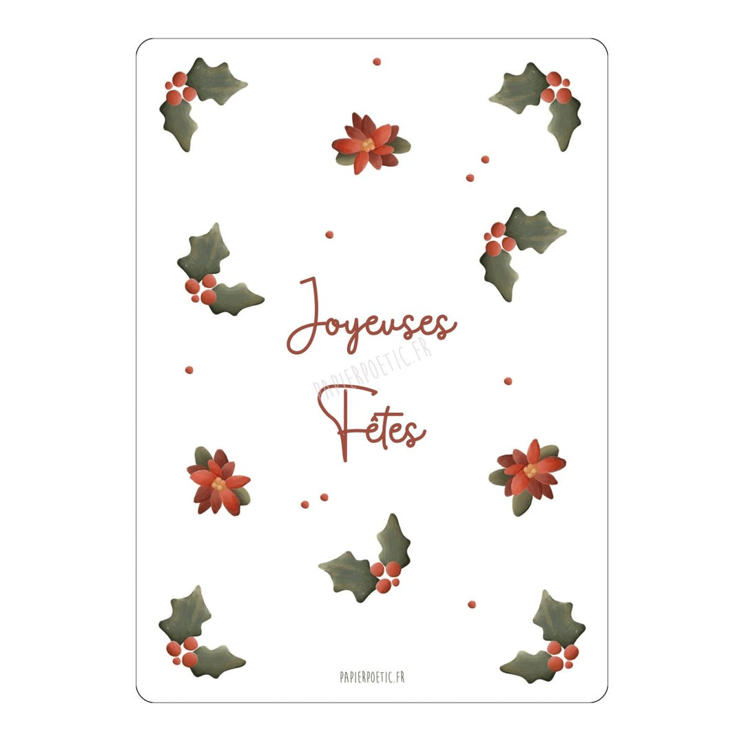 Carte Postale / Card "Print Houx Poinsettia" - Beautiful Moment the shop