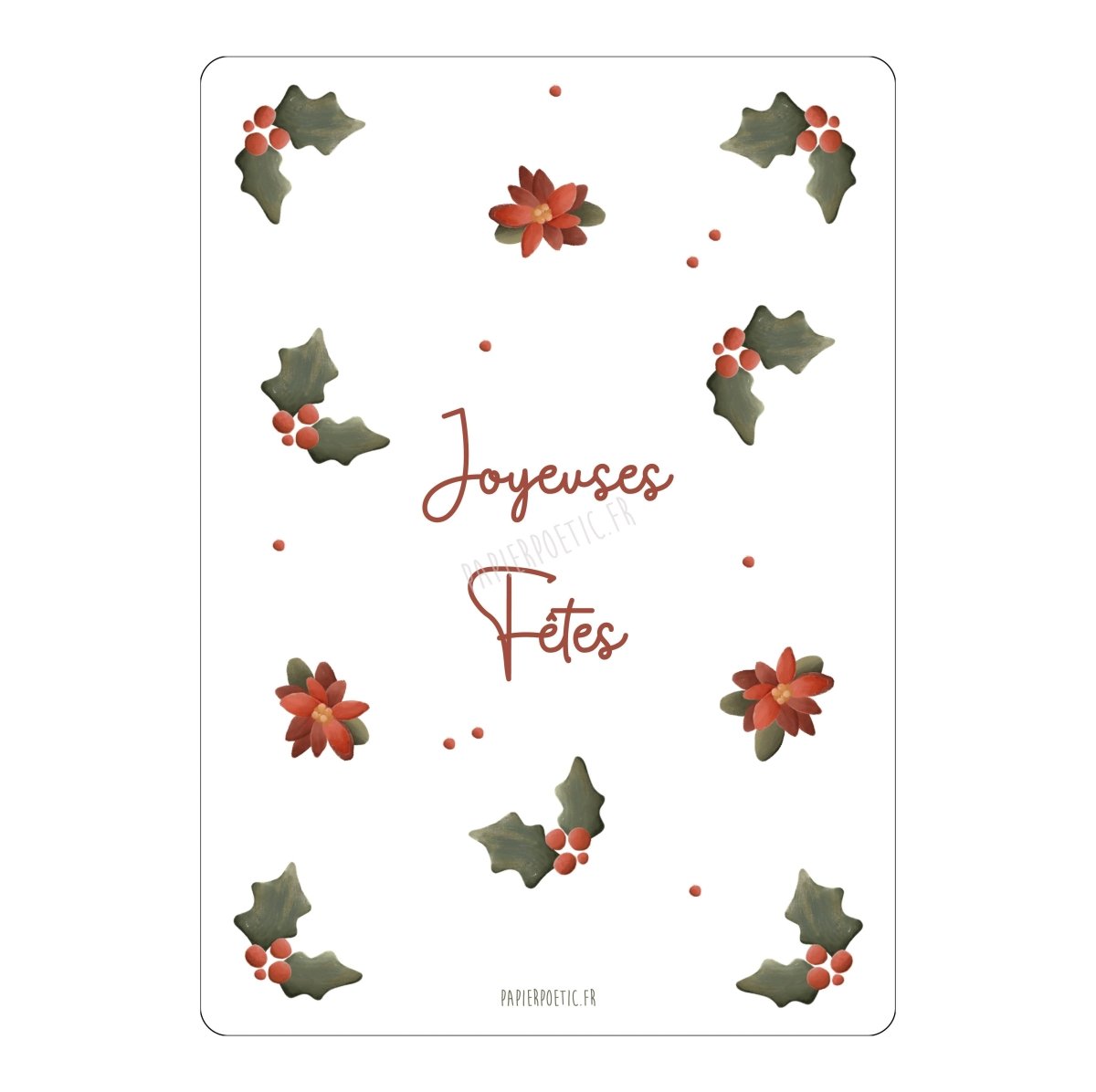 Carte Postale / Card "Print Houx Poinsettia" - Beautiful Moment the shop