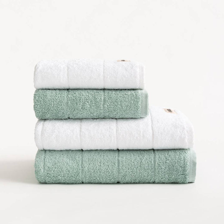 Lot de 4 serviettes de bain en éponge 100 % coton bicolore 600 g