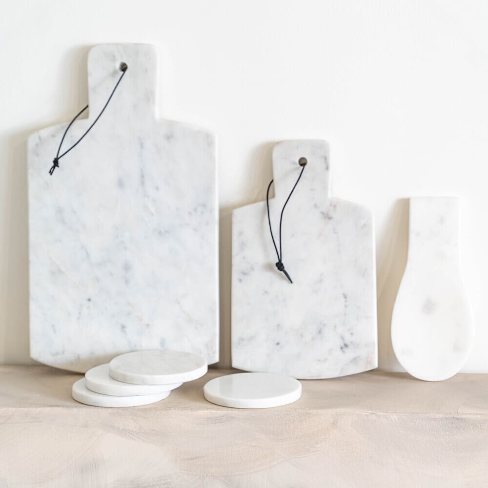 Coffret de 4 dessous de verre Marbre blanc 10 cm - Beautiful Moment the shop