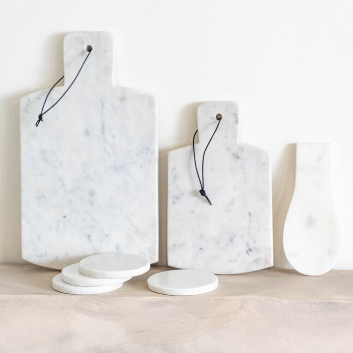 Coffret de 4 dessous de verre Marbre blanc 10 cm - Beautiful Moment the shop