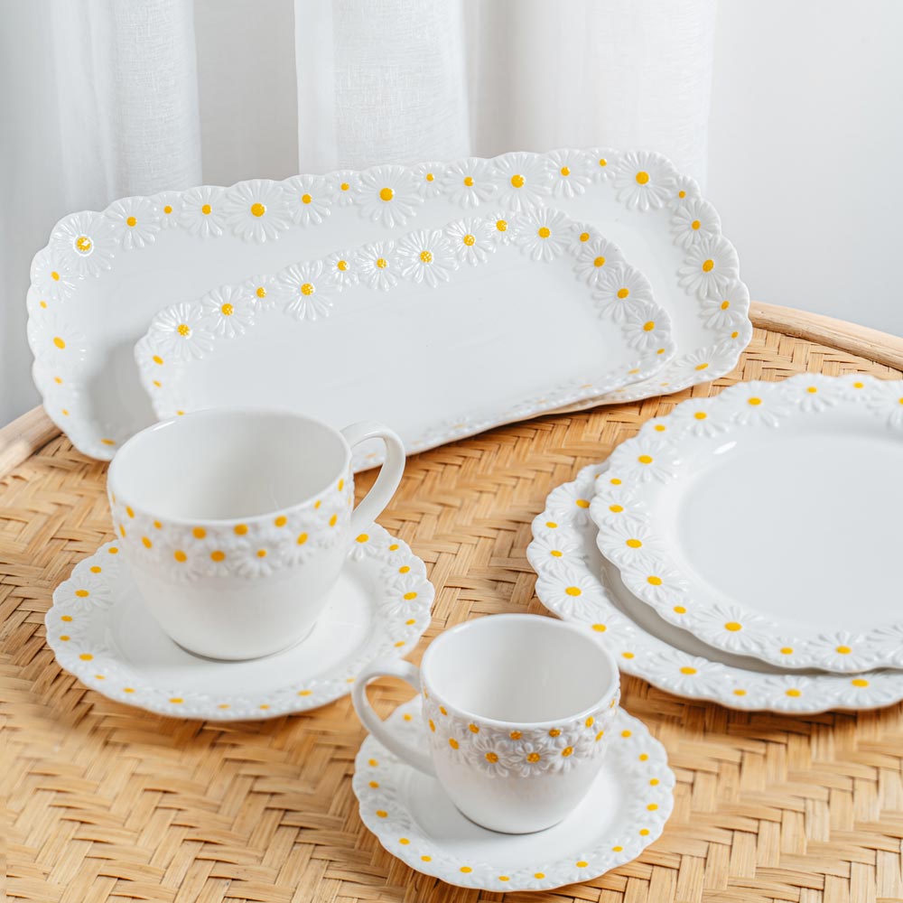 Coffret de 4 tasses à thé avec sous tasses Marguerite 30 cl - Beautiful Moment the shop