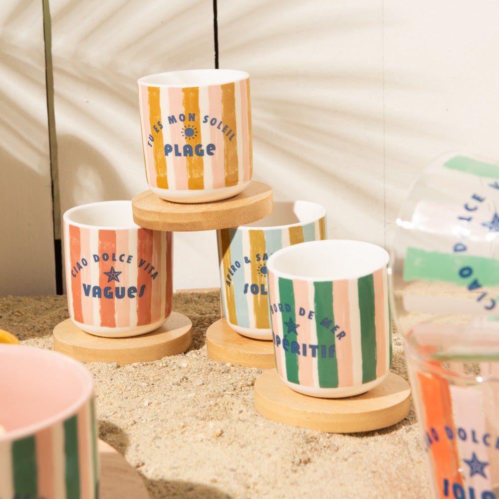 Coffret de 4 tasses et sous - tasses Beach Club 10 cl - Beautiful Moment the shop