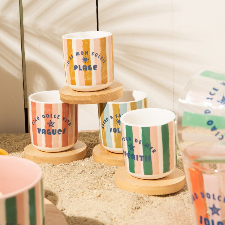 Coffret de 4 tasses et sous - tasses Beach Club 10 cl - Beautiful Moment the shop