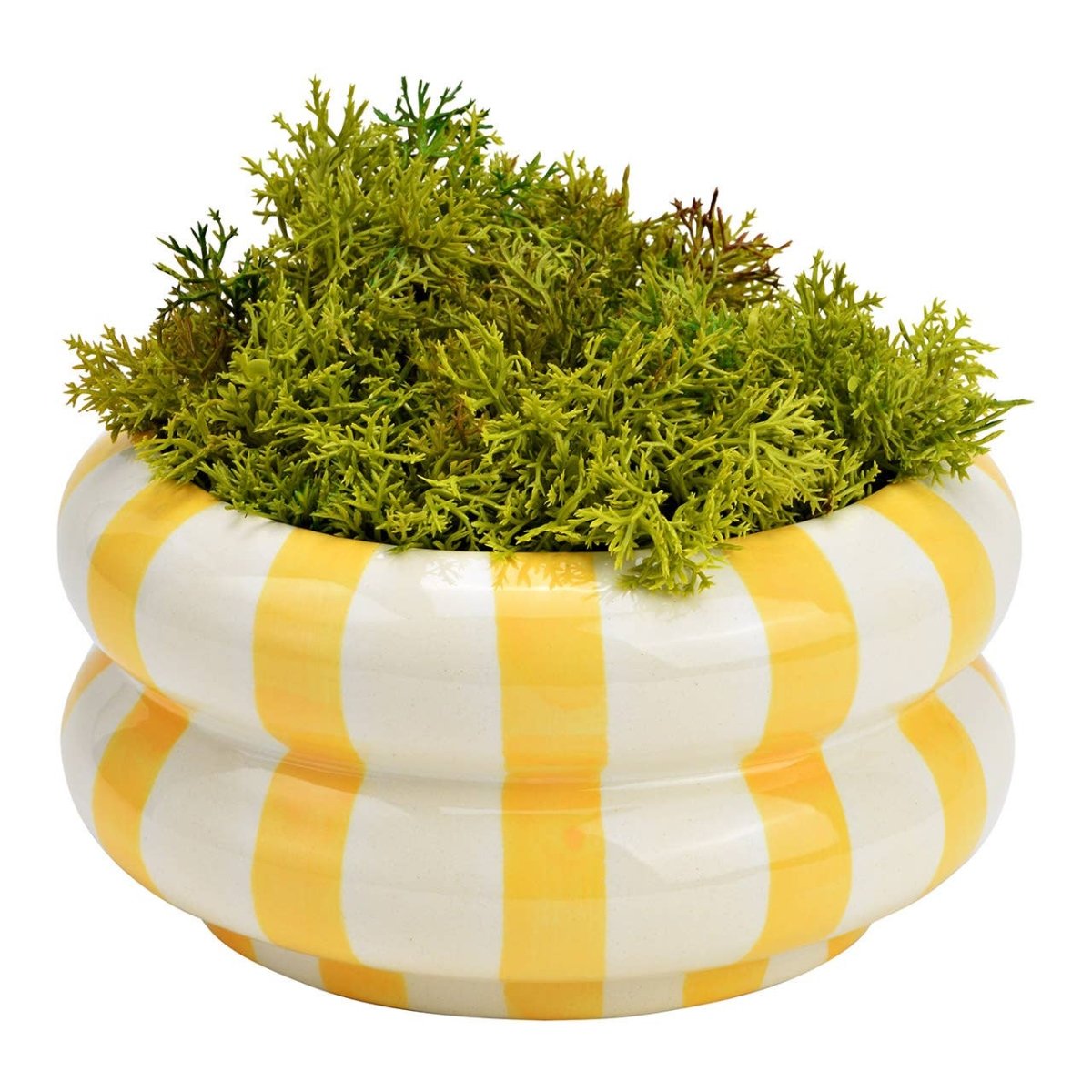 Coupe décorative rayée en céramique Jaune/Blanc (L/H/P) 15x8x15cm - Beautiful Moment the shop