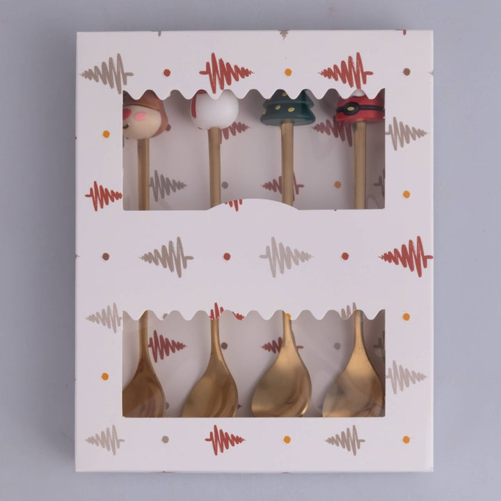 ENSEMBLE DE 4 CUILLÈRES DE NOËL AVEC DÉCORATION EN PVC - Beautiful Moment the shop