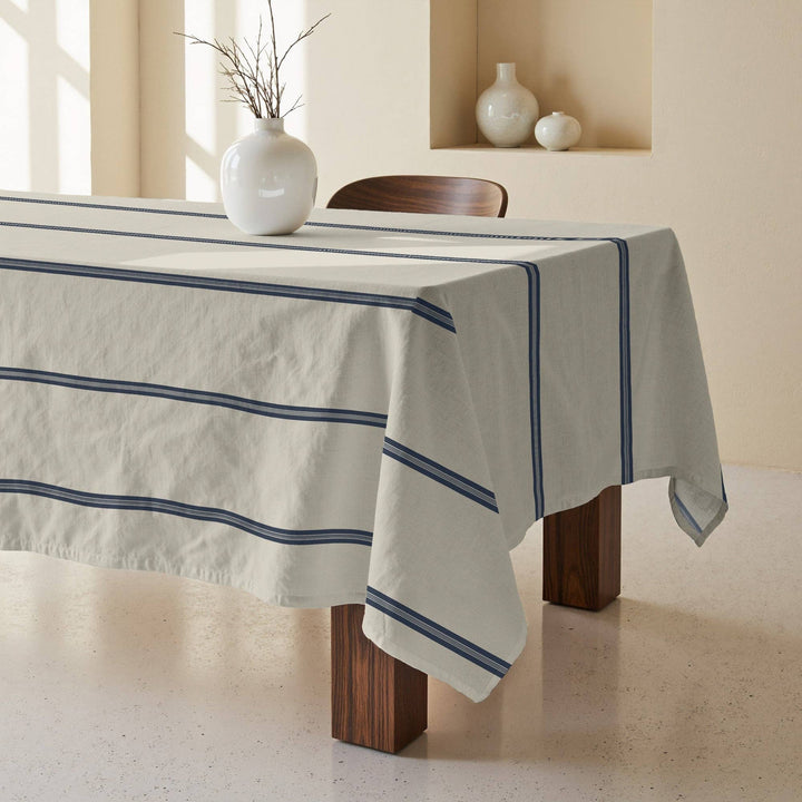 Nappe anti-taches 100 % coton Nua Beige Bleu