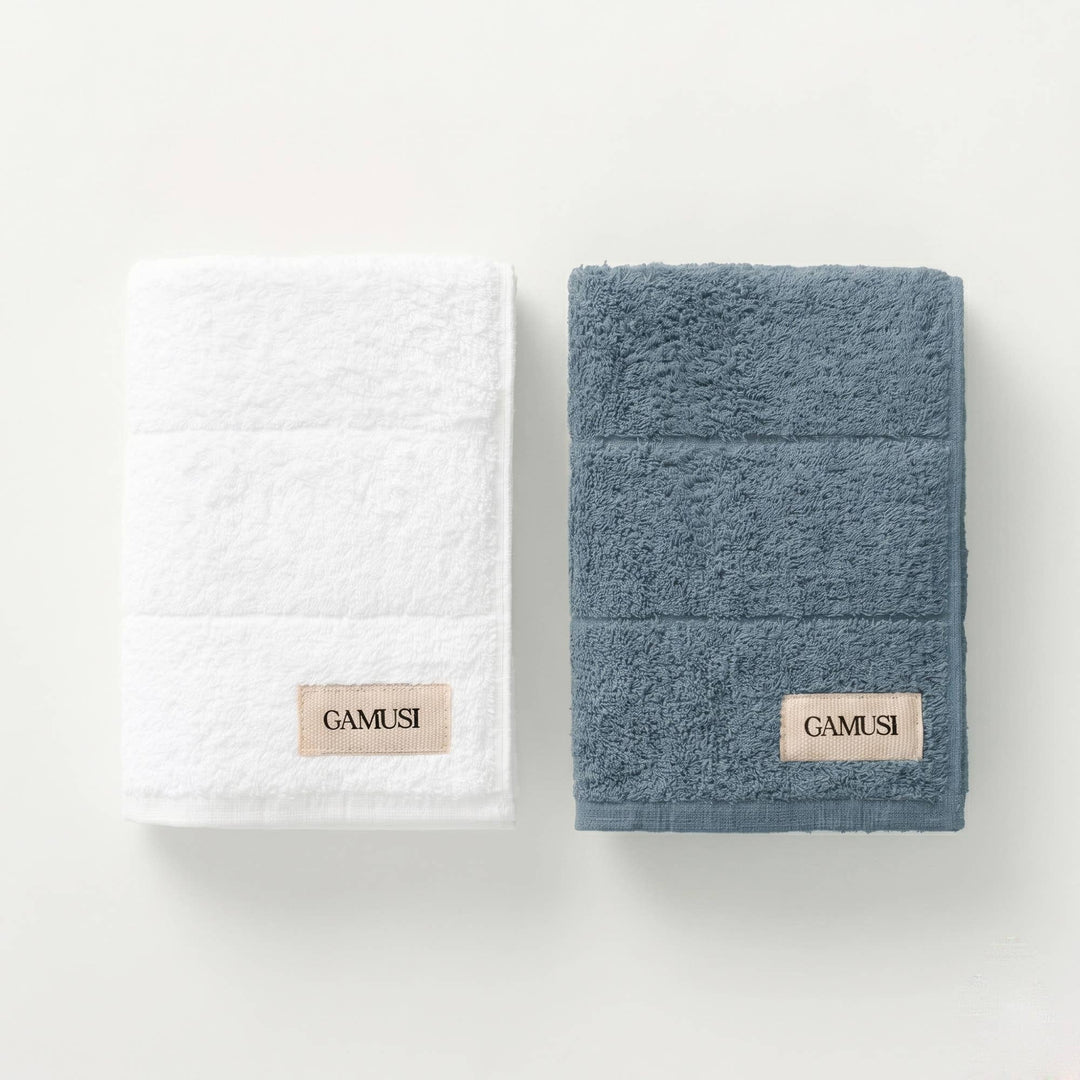 Lot de 4 serviettes de bain en éponge 100 % coton bicolore 600 g