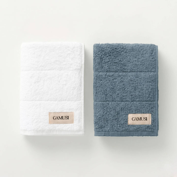 Lot de 4 serviettes de bain en éponge 100 % coton bicolore 600 g