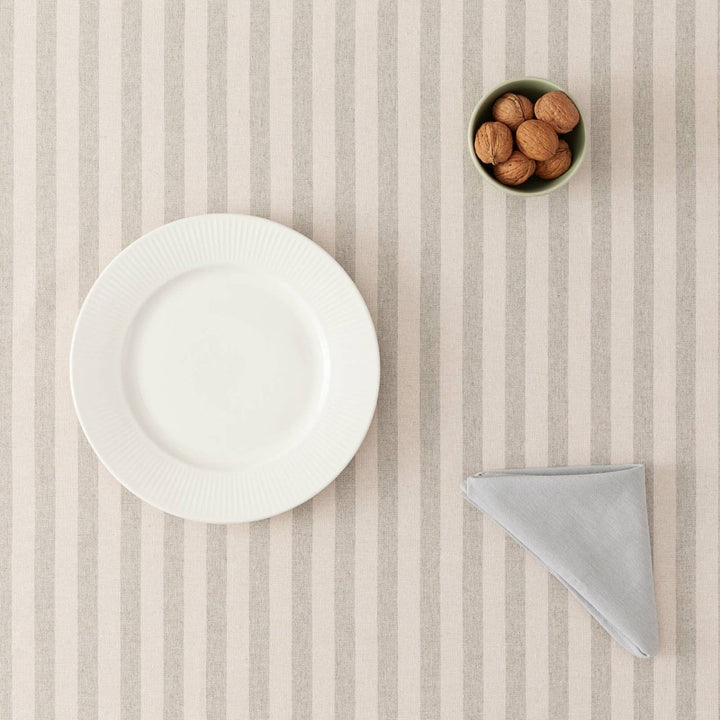 Nappe en coton à larges rayures gris clair, moderne, pour table - Beautiful Moment the shop