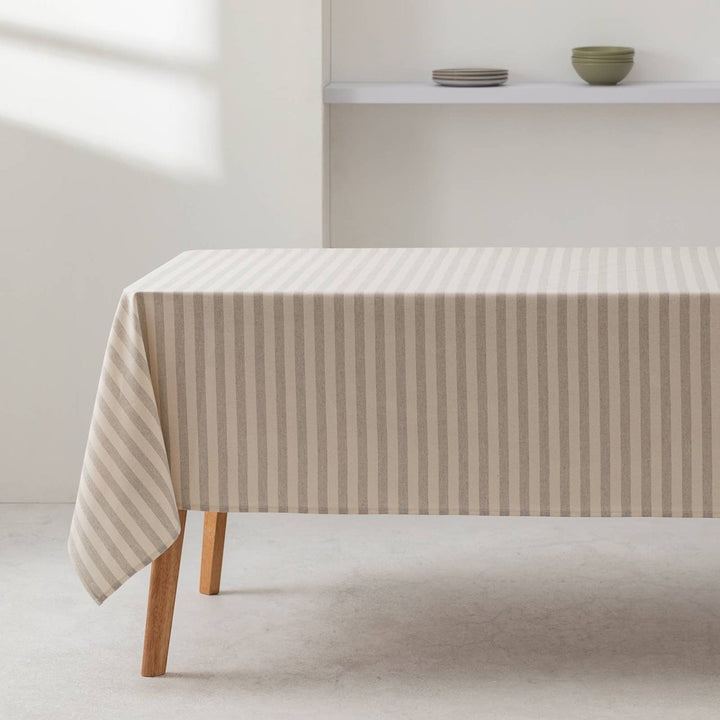 Nappe en coton à larges rayures gris clair, moderne, pour table - Beautiful Moment the shop