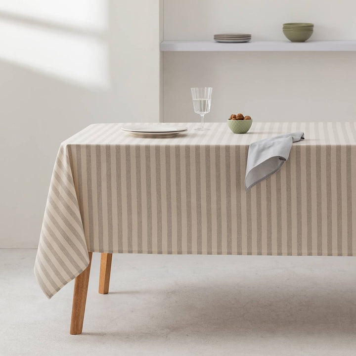 Nappe en coton à larges rayures gris clair, moderne, pour table - Beautiful Moment the shop