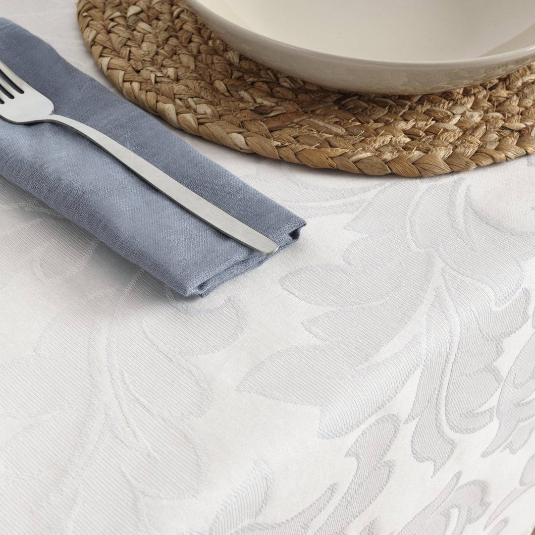Nappe en jacquard blanc résistant aux taches Acacia 3233 - Beautiful Moment the shop