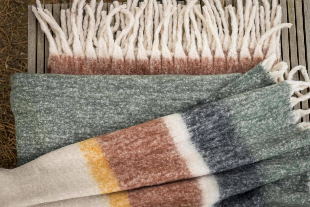 Plaid Uni Recyclé Isabel Olive 130 X 160 - Beautiful Moment the shop