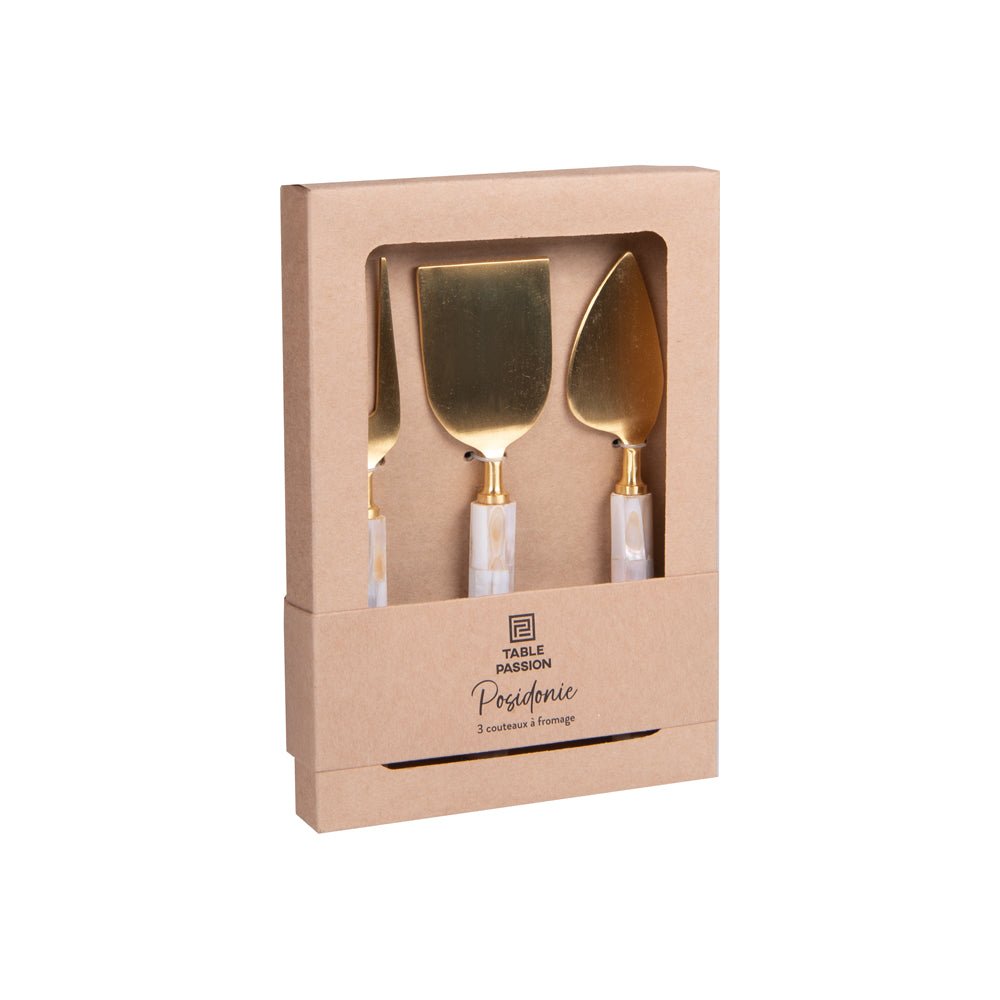 Service à fromage avec 3 couteaux Posidonie - Beautiful Moment the shop