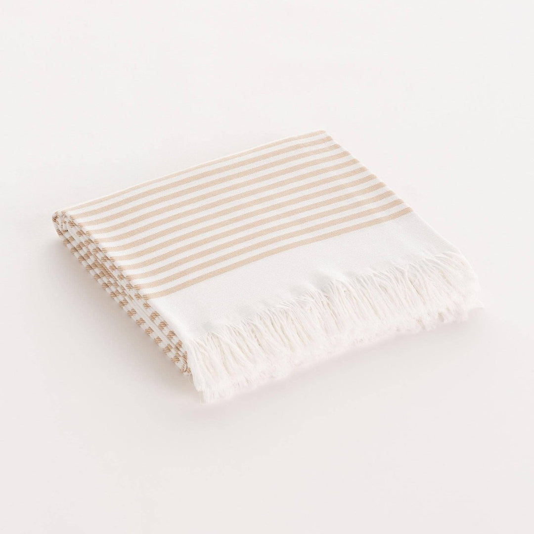 Serviette de plage fouta pareo en coton doux avec franges BRISNE - Beautiful Moment the shop