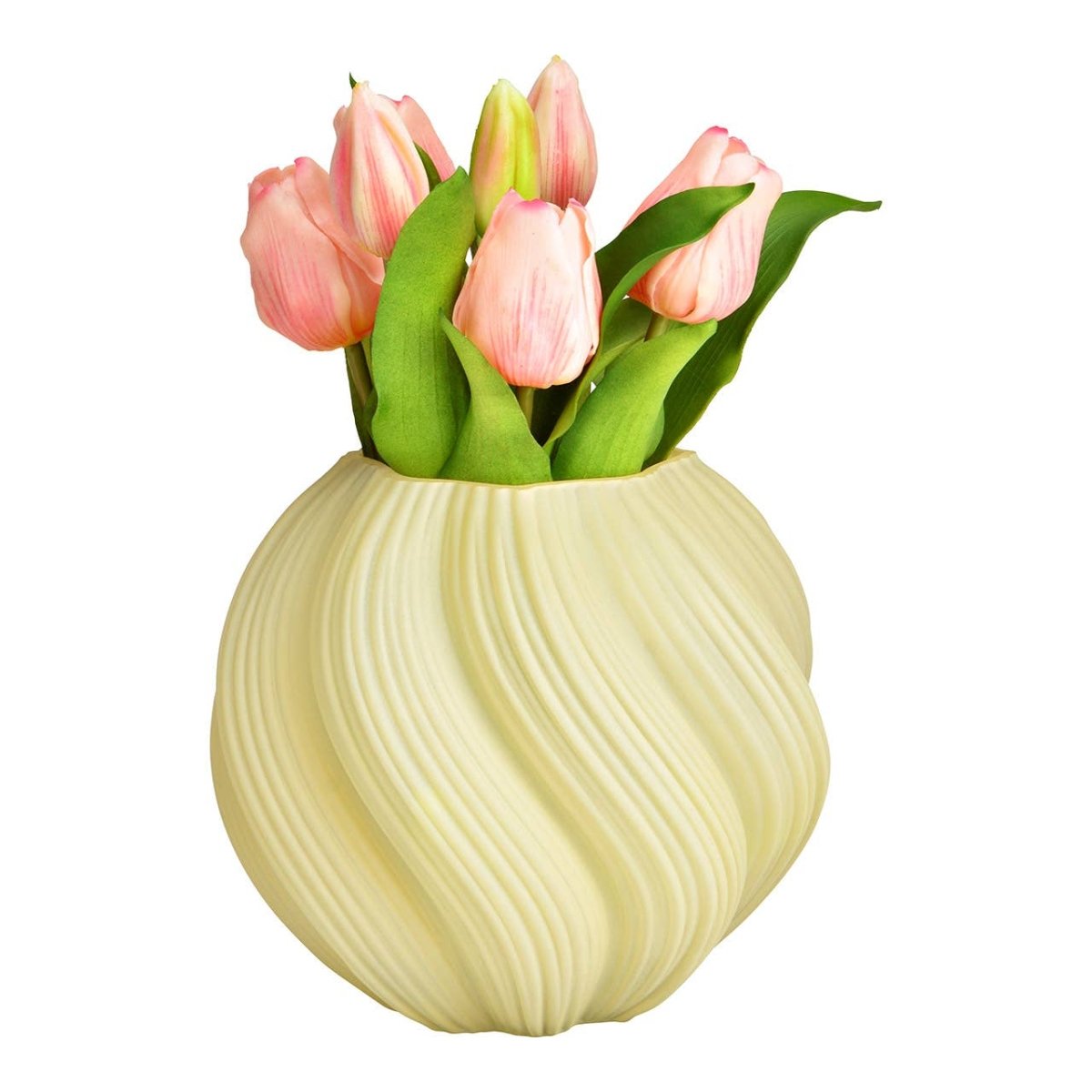 Vase en verre tourné, Blanc (L/H/P) 18x16x18cm - Beautiful Moment the shop