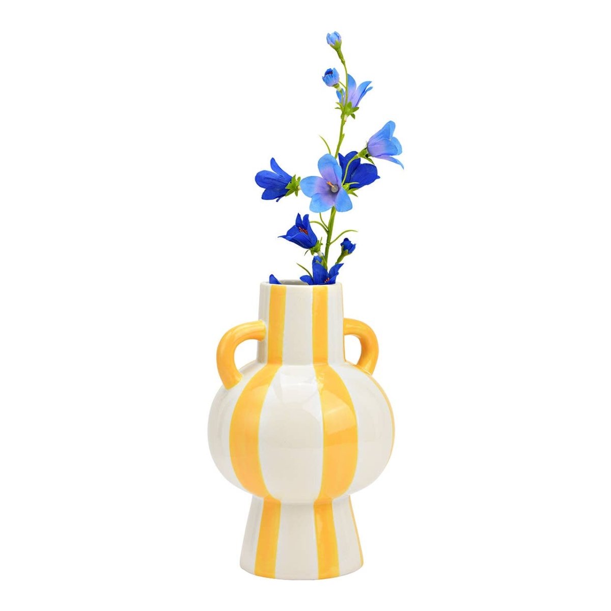 Vase rayée en céramique, Jaune/Blanc (L/H/P) 15x24x15cm - Beautiful Moment the shop