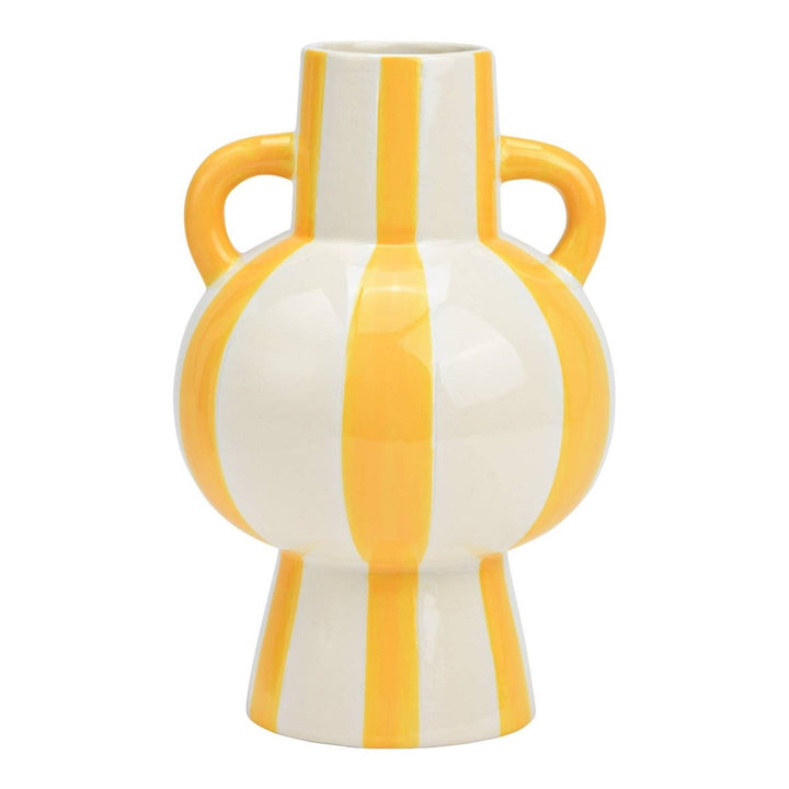 Vase rayée en céramique, Jaune/Blanc (L/H/P) 15x24x15cm - Beautiful Moment the shop