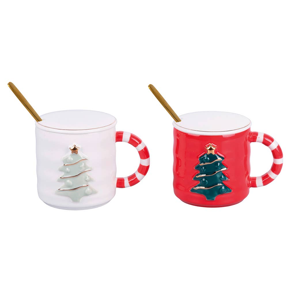 XMAS TASSE 2ASS /ARBRE DE NOËL + CUILLÈRE 300 ML - Beautiful Moment the shop